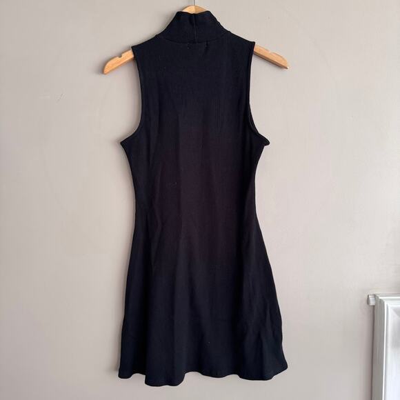 Lovers and Friends Black Mock Neck Ribbed Tank Mini Dress Medium Made in USA - Picture 4 of 4